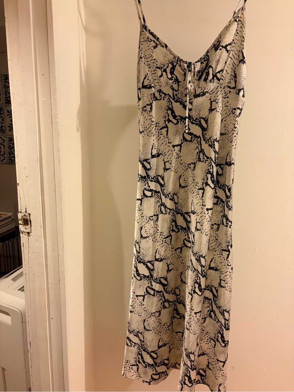 Sans Souci Snake-Print Midi Slip Skirt in Cream and Black